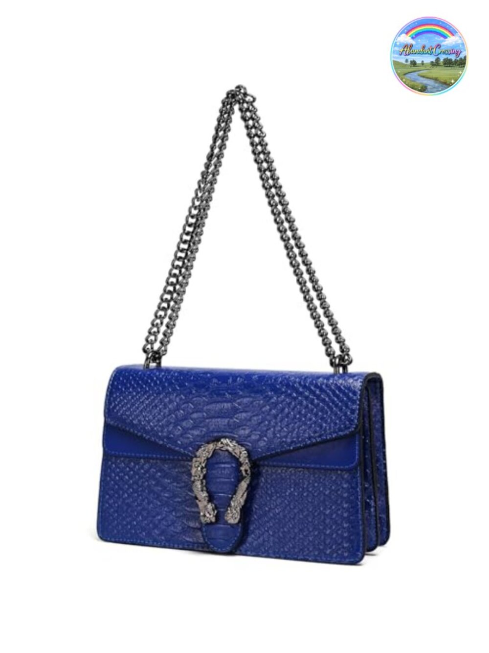 Faux Leather Snake Print Crossbody Bag Chain Shoulder Satchel